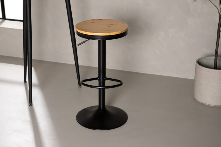 Conway – Chaise de bar – Noir, Naturel – 37 x 80 x 37 cm