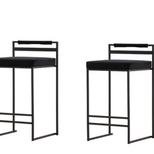 Opelika – Chaise de bar – Noir – 41 x 80 x 45 cm