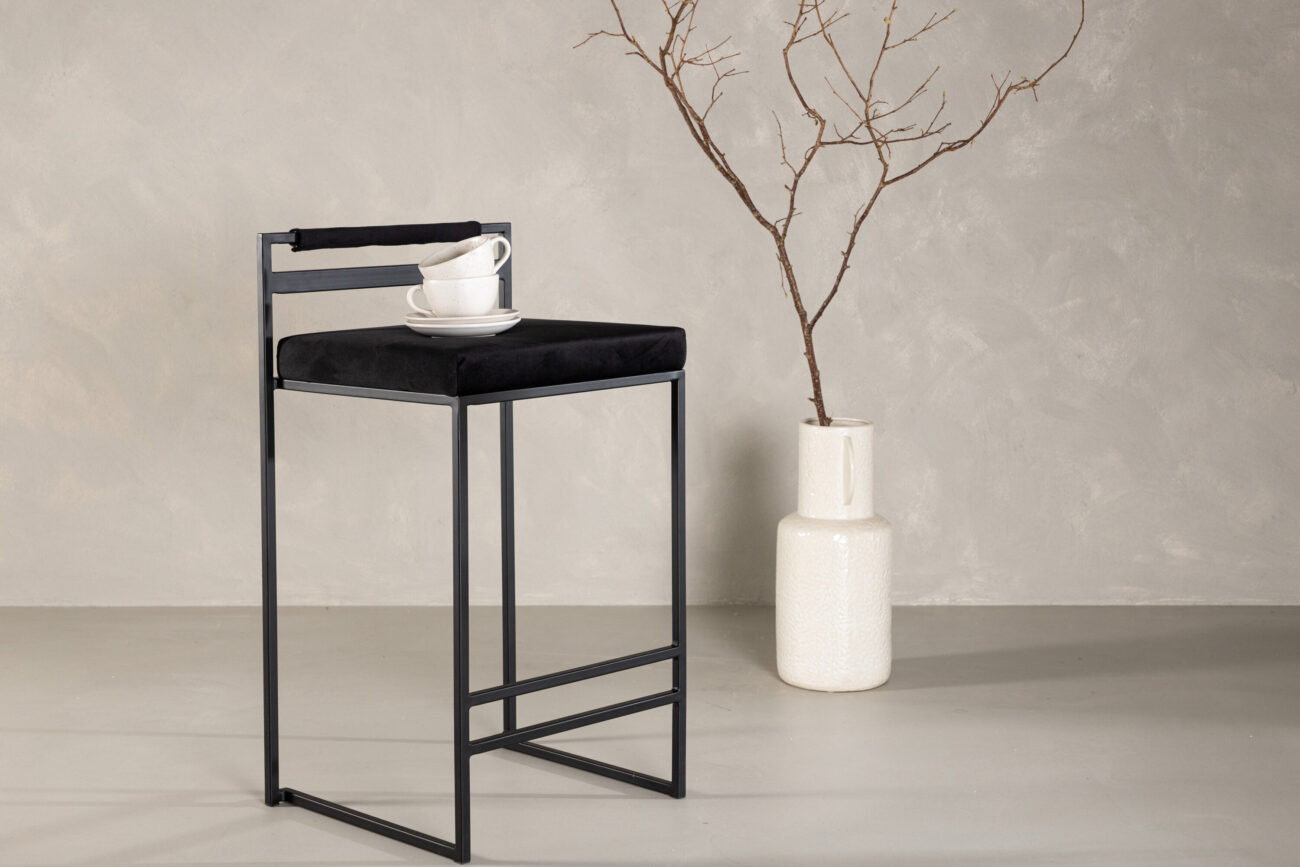 Opelika – Chaise de bar – Noir – 41 x 80 x 45 cm