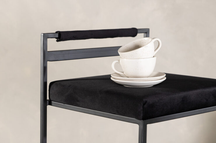 Opelika – Chaise de bar – Noir – 41 x 80 x 45 cm