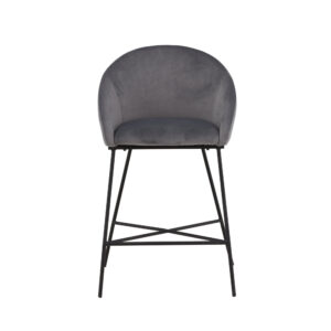 Velvet – Chaise de bar – Noir, Gris foncé – 57 x 97 x 59 cm