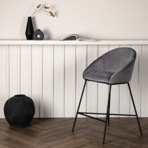 Velvet – Chaise de bar – Noir, Gris foncé – 57 x 97 x 59 cm