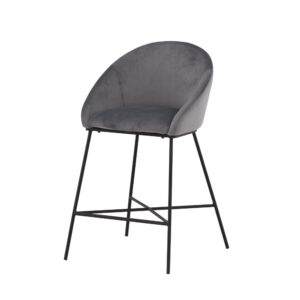 Velvet – Chaise de bar – Noir, Gris foncé – 57 x 97 x 59 cm