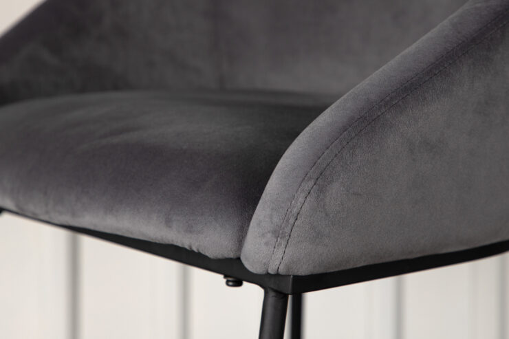 Velvet – Chaise de bar – Noir, Gris foncé – 57 x 97 x 59 cm