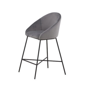 Velvet – Chaise de bar – Noir, Gris foncé – 57 x 97 x 59 cm