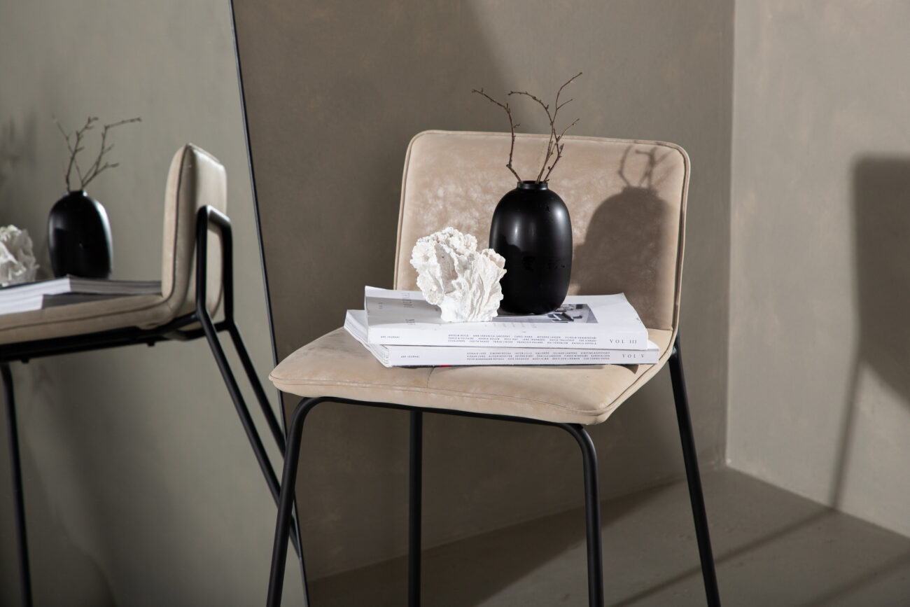 Bisbee – Chaise de bar – Beige, Noir – 50 x 85 x 41 cm