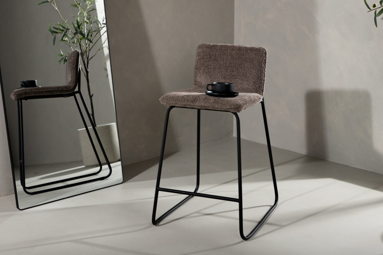 Bisbee – Chaise de bar – Noir, Gris foncé – 50 x 85 x 41 cm