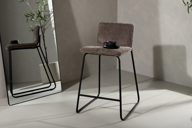 Bisbee – Chaise de bar – Noir, Gris foncé – 50 x 85 x 41 cm