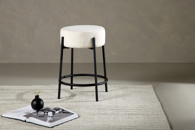 Tucson – Chaise de bar – Noir, Blanc – ⌀50 cm