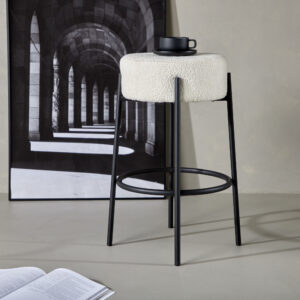 Tucson – Chaise de bar – Noir, Blanc – ⌀41 cm
