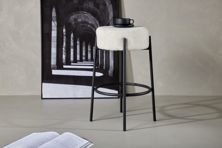 Tucson – Chaise de bar – Noir, Blanc – ⌀41 cm