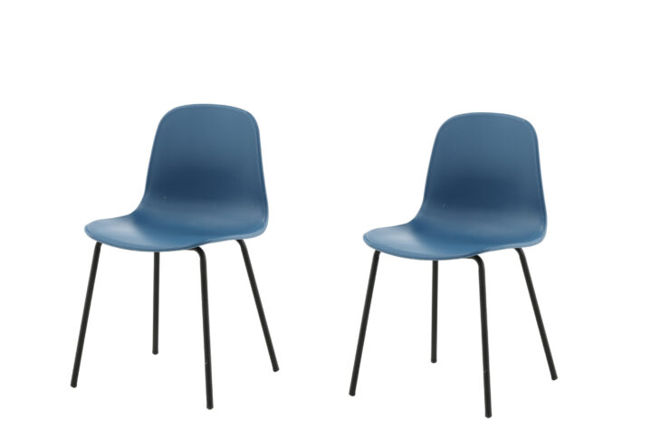 Arctic – Chaise de salle à manger – Noir, Bleu – 48 x 82 x 49 cm