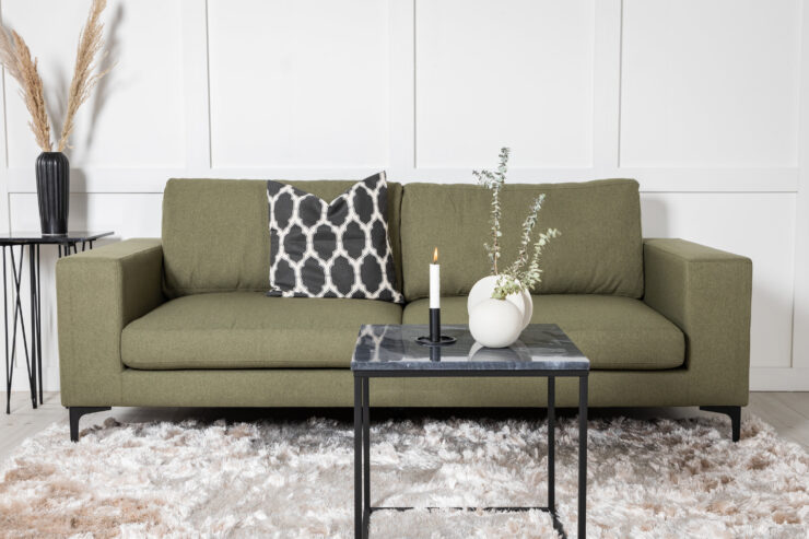 Bolero – Canapé 3 places – Noir, Vert – 88 x 84 x 215 cm