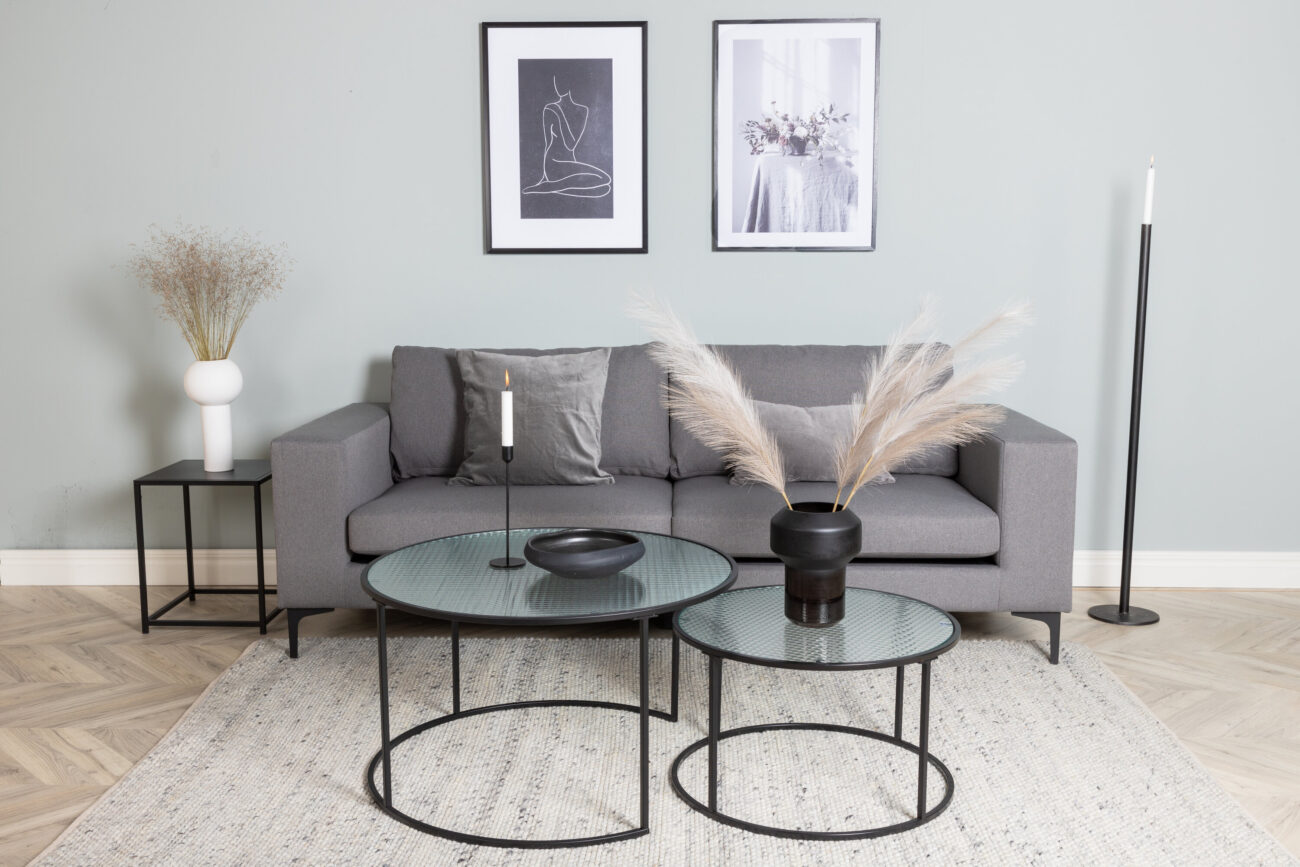Bolero – Canapé 3 places – Noir, Gris – 88 x 84 x 215 cm