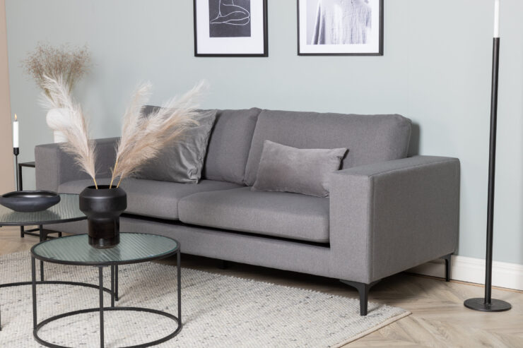 Bolero – Canapé 3 places – Noir, Gris – 88 x 84 x 215 cm