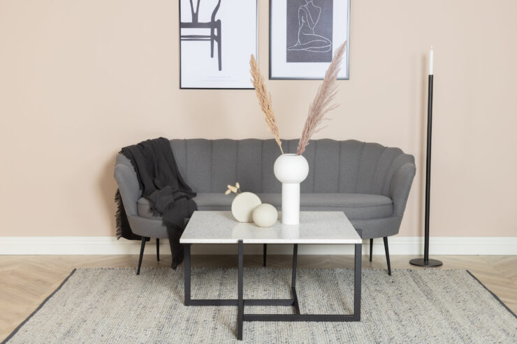 Calais – Canapé 3 places – Noir, Gris – 78 x 79 x 180 cm