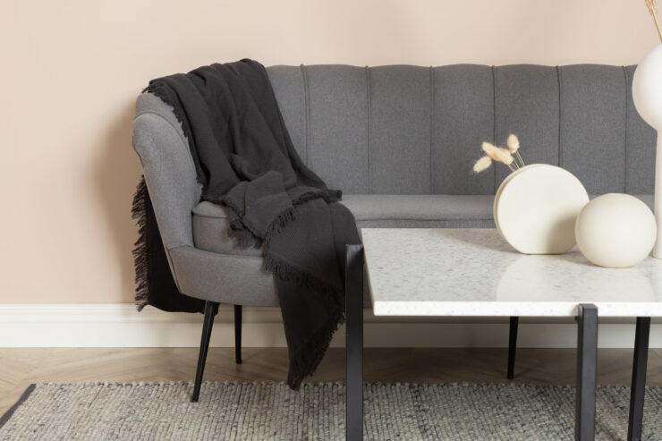 Calais – Canapé 3 places – Noir, Gris – 78 x 79 x 180 cm