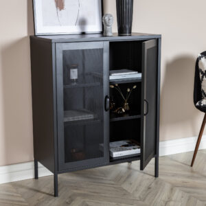 Misha – Meuble de rangement – Noir – 40 x 102 x 80 cm