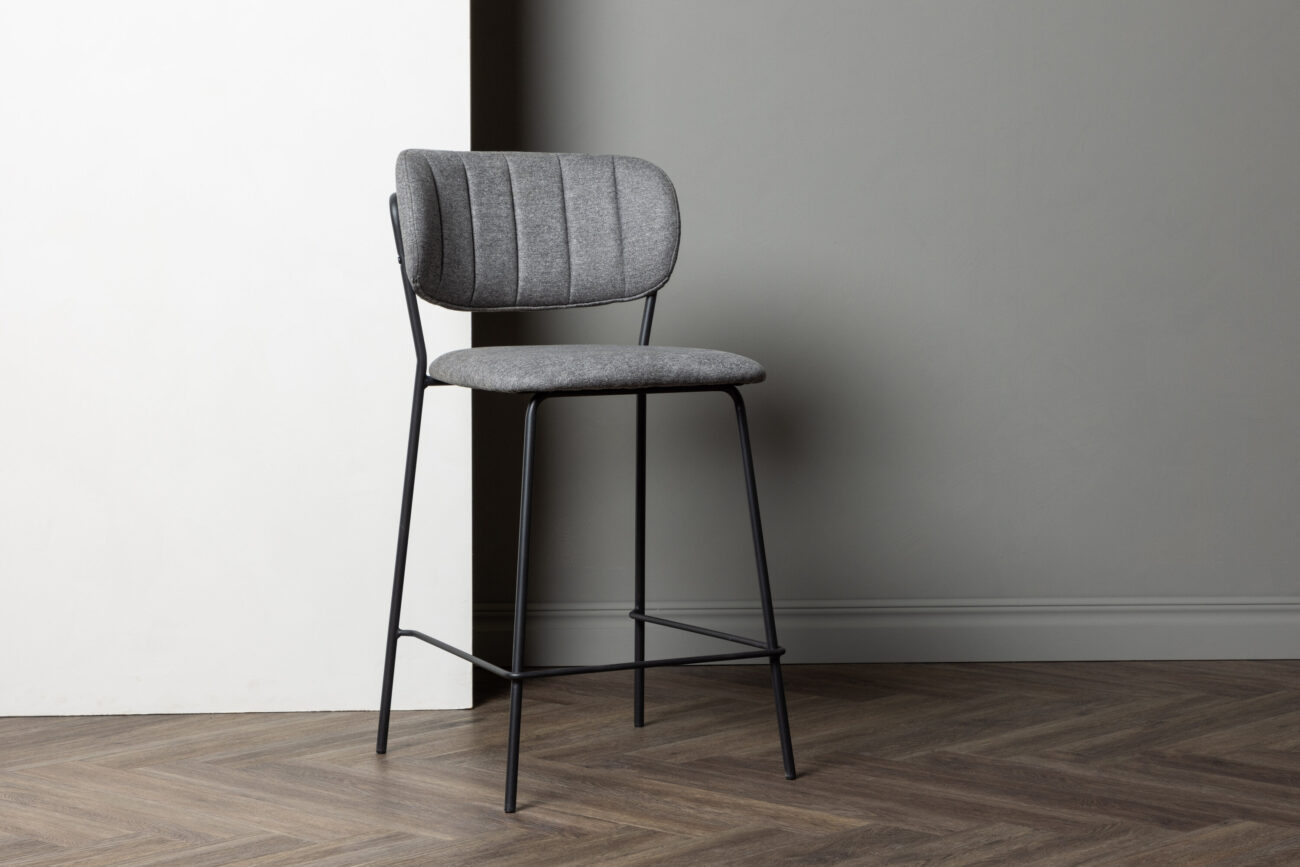 Bell – Chaise de bar – Noir, Gris – 49 x 95 x 45 cm