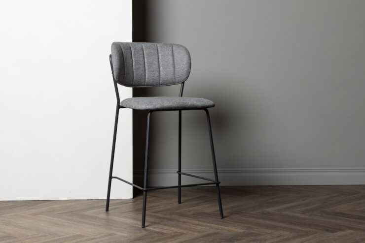 Bell – Chaise de bar – Noir, Gris – 49 x 95 x 45 cm
