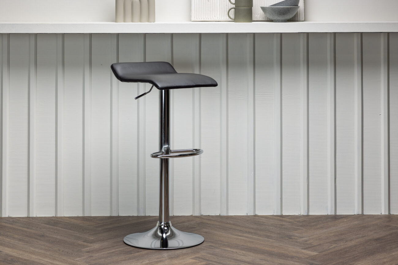 Jonna – Chaise de bar – Noir, Argenté – 38 x 84 x 38 cm