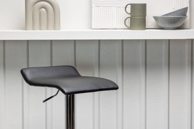 Jonna – Chaise de bar – Noir, Argenté – 38 x 84 x 38 cm