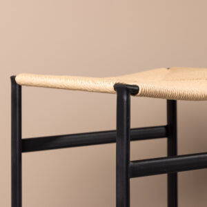 Polly – Chaise de bar – Noir, Naturel – 40 x 66 x 45 cm