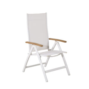 Panama – Chaise réglable – Naturel, Blanc – 75 x 110 x 60 cm