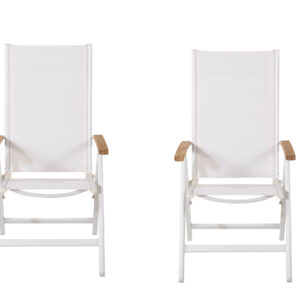 Panama – Chaise réglable – Naturel, Blanc – 75 x 110 x 60 cm