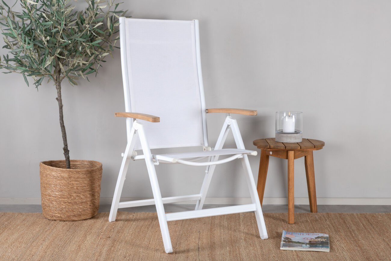 Panama – Chaise réglable – Naturel, Blanc – 75 x 110 x 60 cm