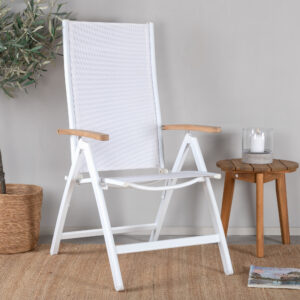 Panama – Chaise réglable – Naturel, Blanc – 75 x 110 x 60 cm