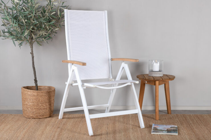 Panama – Chaise réglable – Naturel, Blanc – 75 x 110 x 60 cm