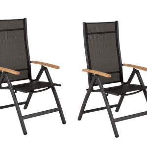 Panama – Chaise réglable – Noir, Naturel – 75 x 110 x 60 cm