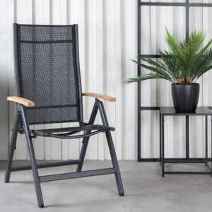Panama – Chaise réglable – Noir, Naturel – 75 x 110 x 60 cm