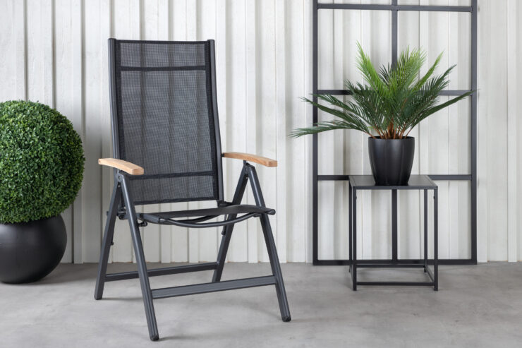 Panama – Chaise réglable – Noir, Naturel – 75 x 110 x 60 cm