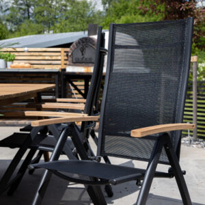 Panama – Chaise réglable – Noir, Naturel – 75 x 110 x 60 cm