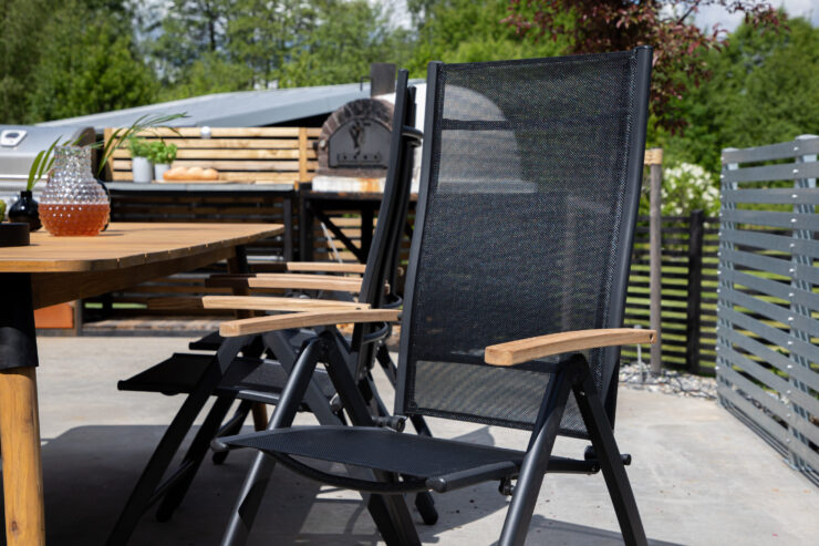 Panama – Chaise réglable – Noir, Naturel – 75 x 110 x 60 cm