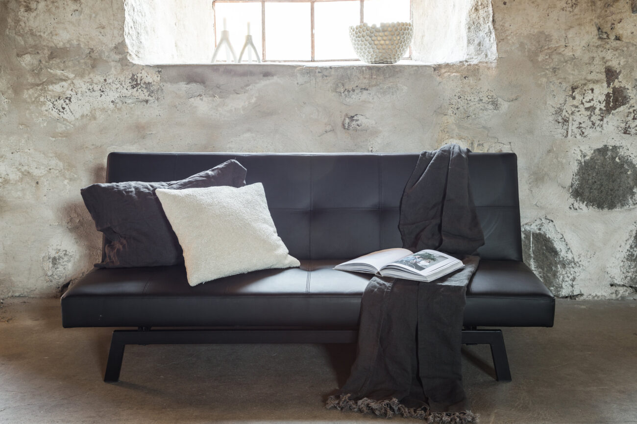 Bodil – Lit pliant – Noir – 87 x 80 x 180 cm