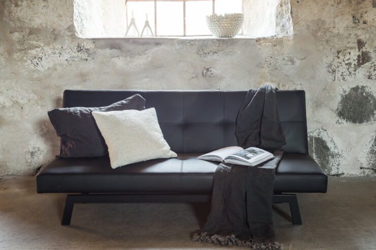 Bodil – Lit pliant – Noir – 87 x 80 x 180 cm