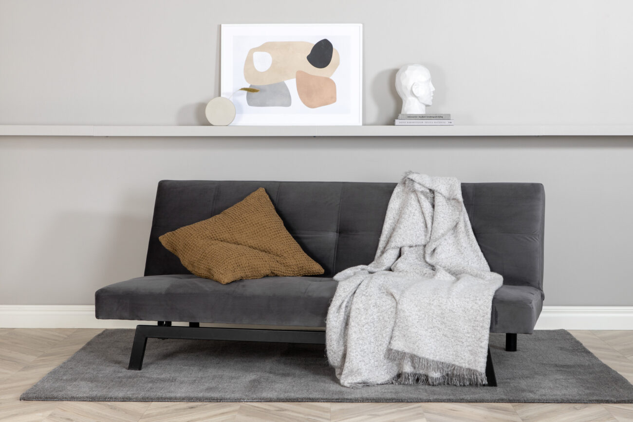 Bodil – Lit pliant – Noir, Gris foncé – 87 x 80 x 180 cm