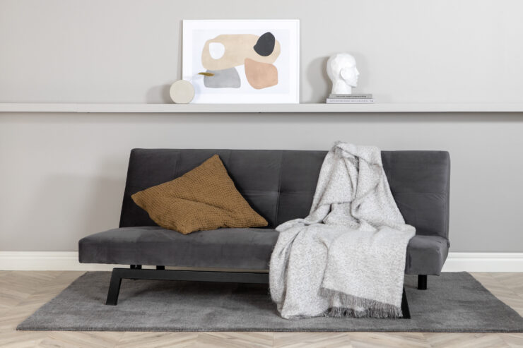 Bodil – Lit pliant – Noir, Gris foncé – 87 x 80 x 180 cm
