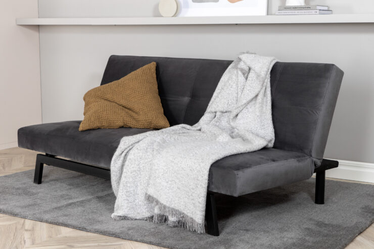 Bodil – Lit pliant – Noir, Gris foncé – 87 x 80 x 180 cm