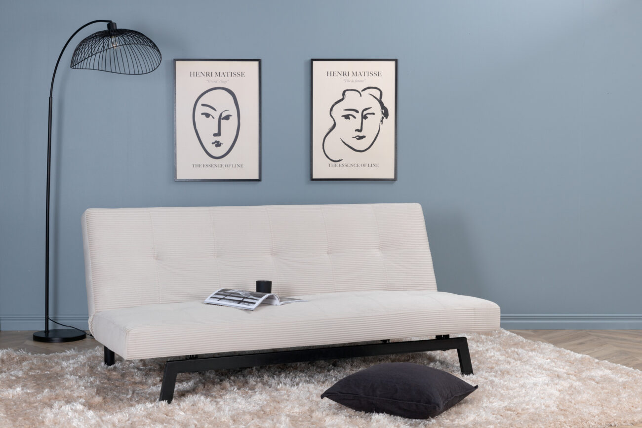 Bodil – Lit pliant – Beige, Noir – 87 x 80 x 180 cm
