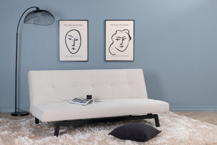 Bodil – Lit pliant – Beige, Noir – 87 x 80 x 180 cm