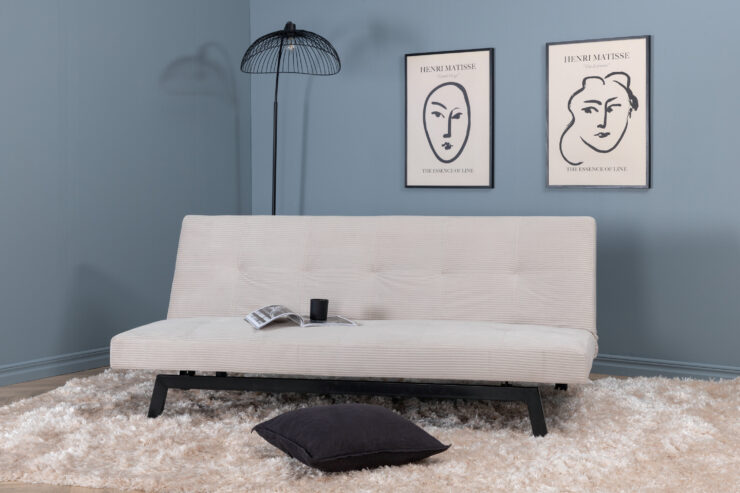 Bodil – Lit pliant – Beige, Noir – 87 x 80 x 180 cm