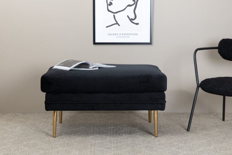 Boom – Ottoman – Noir, Doré – 70 x 49 x 90 cm