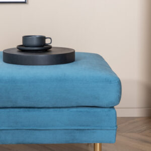 Boom – Ottoman – Bleu, Doré – 70 x 49 x 90 cm