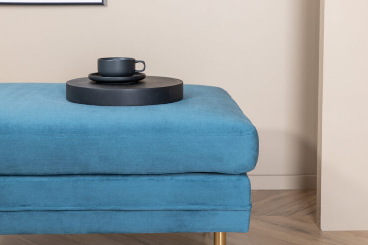 Boom – Ottoman – Bleu, Doré – 70 x 49 x 90 cm