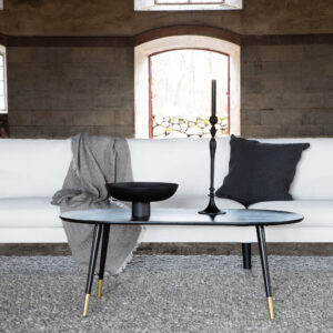 Zoom – Canapé 3 places – Noir, Beige clair – 80 x 78 x 260 cm