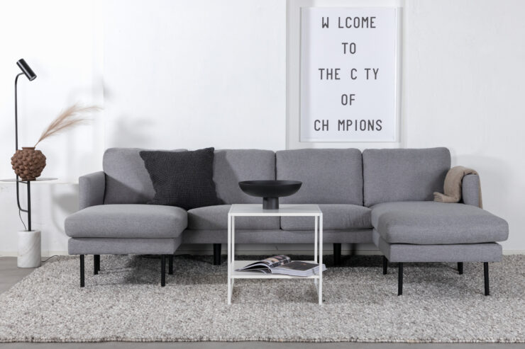 Zoom – Chaise Sofa – Noir, Gris – 154 x 80 x 260 cm